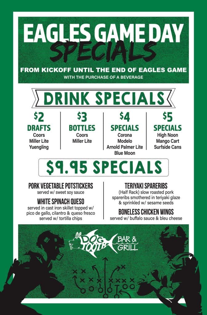 Eagles Game Day Specials, Dogtooth Bar & Grill, Wildwood, October 8 2023